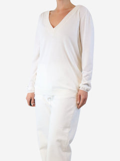 White v-neck sweater - size XL Knitwear Brunello Cucinelli 
