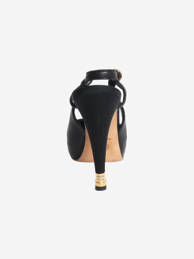 Black leather slingback pumps - size EU 37