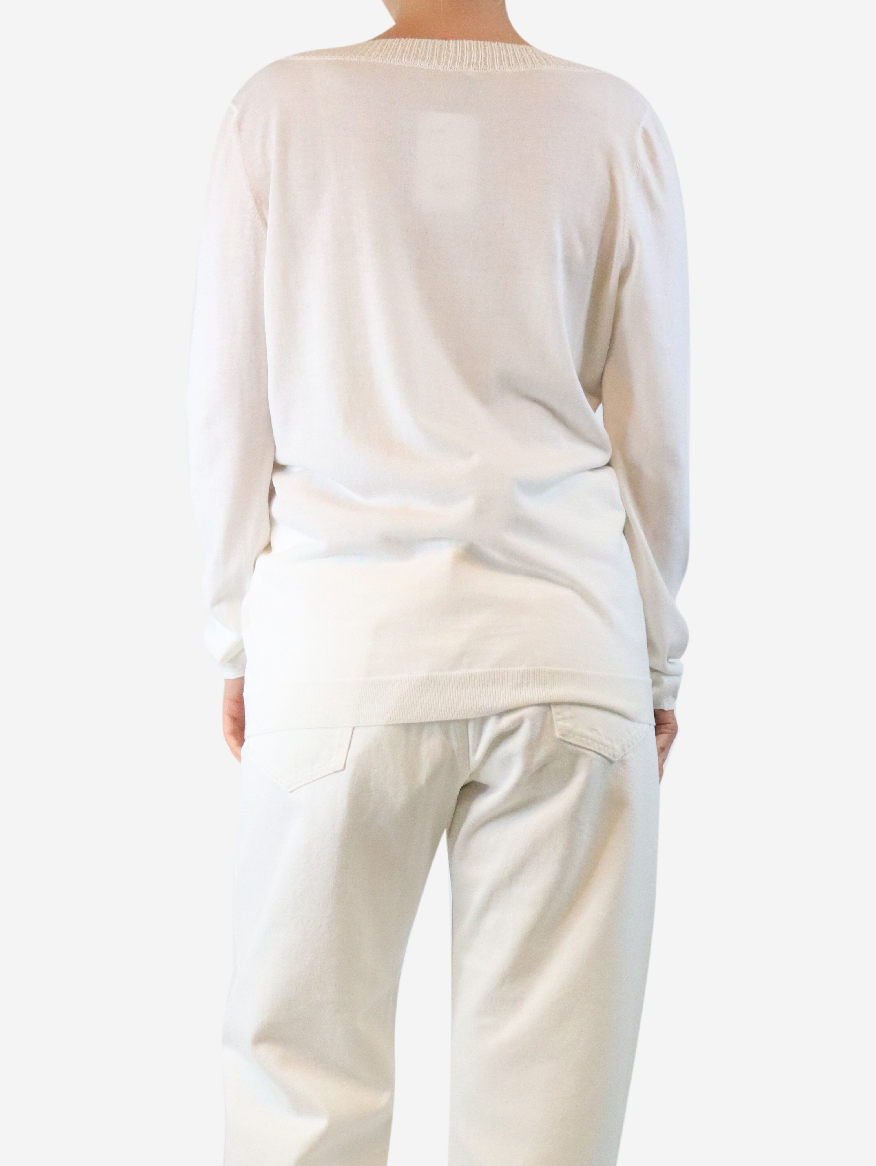 White v-neck sweater - size XL Knitwear Brunello Cucinelli 