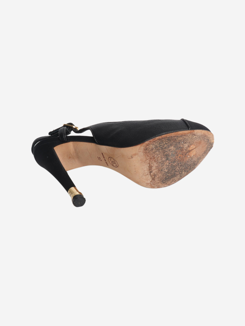Black leather slingback pumps - size EU 37