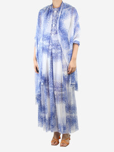 Philosophy Blue floral-print mesh maxi dress with shawl - size UK 8