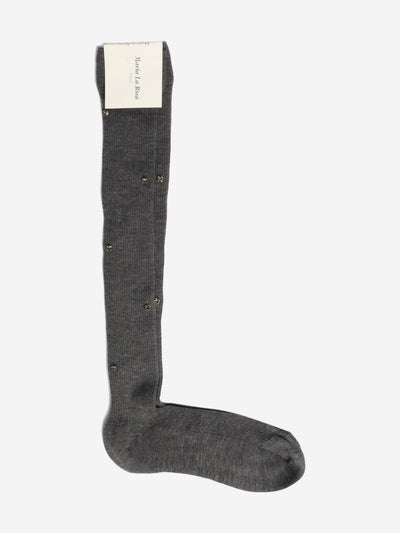 Grey cashmere and silk-blend socks - size M Socks Maria La Rosa 