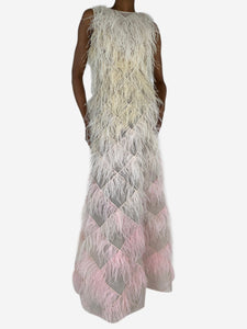 Huishan Zhang Pink open-back feather maxi dress - size UK 8