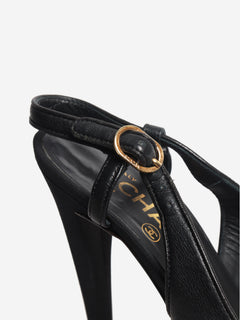 Black leather slingback pumps - size EU 37