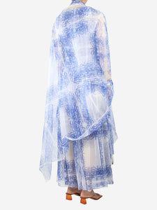 Philosophy Blue floral-print mesh maxi dress with shawl - size UK 8