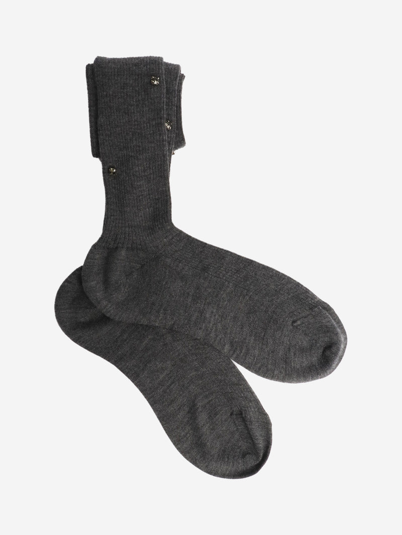 Grey cashmere and silk-blend socks - size M Socks Maria La Rosa 
