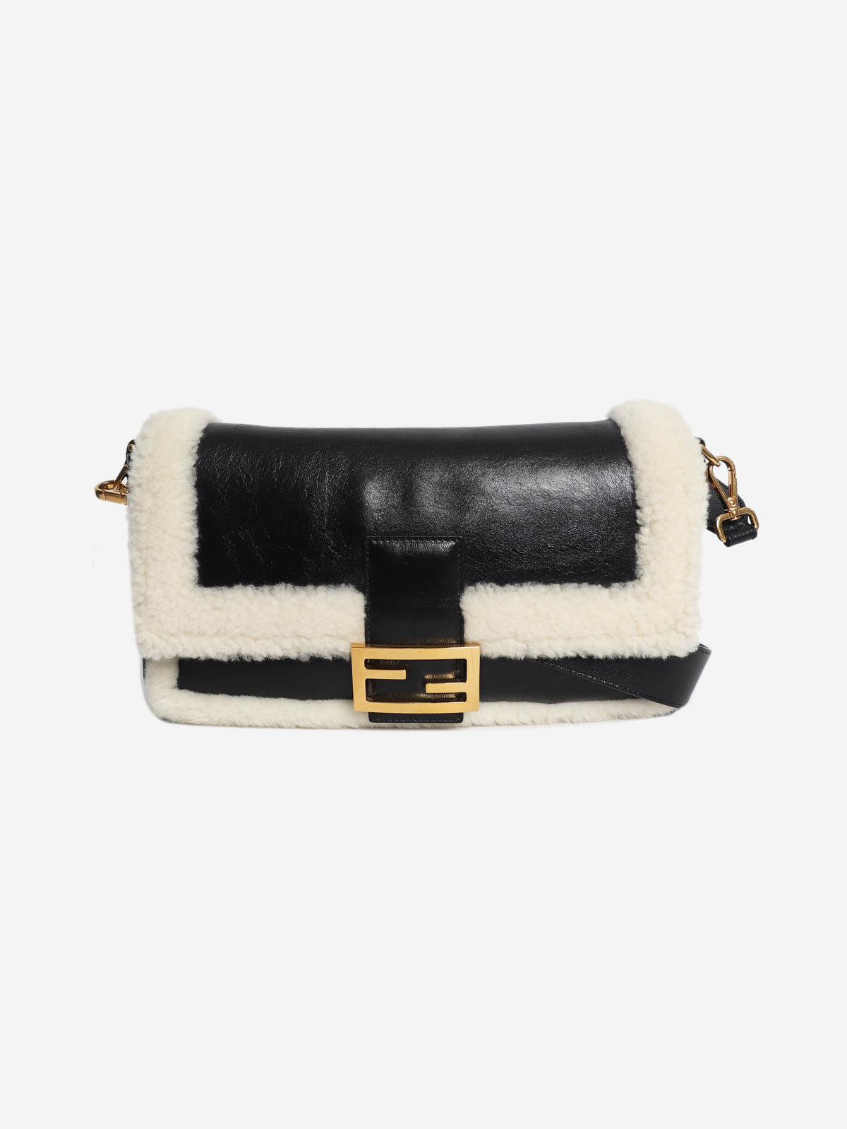 Black Baguette shearling bag