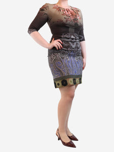 Etro Paisley gradient midi dress - size UK 12