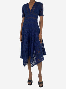 Zimmermann Blue broderie anglaise midi dress - size UK 8