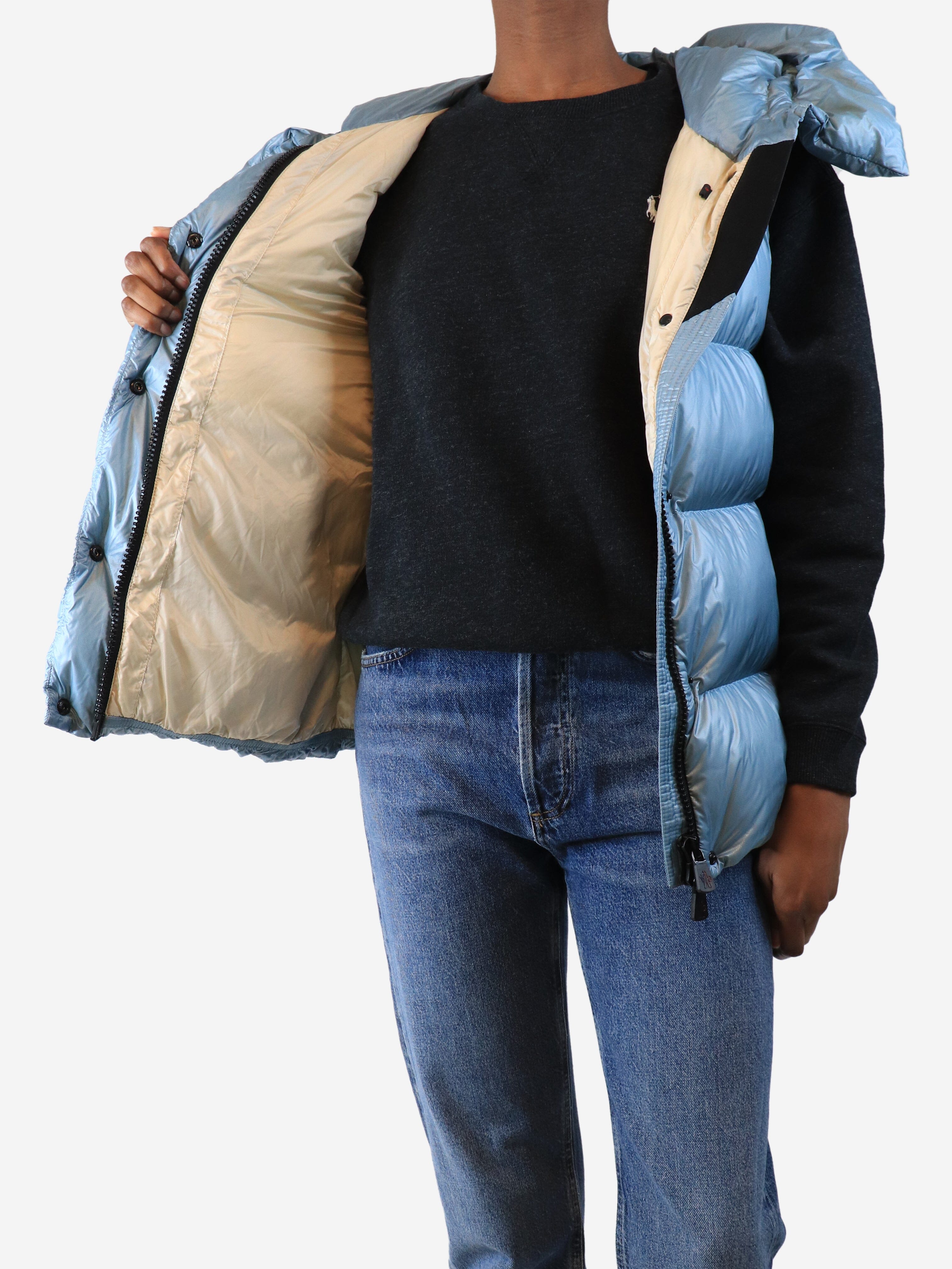 Blue down gilet - size UK 8 Coats & Jackets Moncler 
