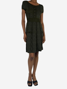 Chanel Green knit pocket dress - size UK 8