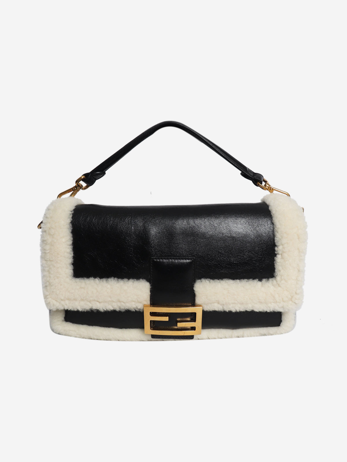 Black Baguette shearling bag