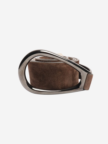 Brunello Cucinelli Brown suede foldover belt product image