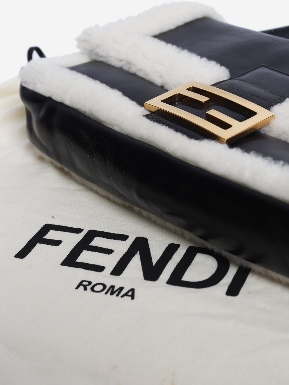 Black Baguette shearling bag
