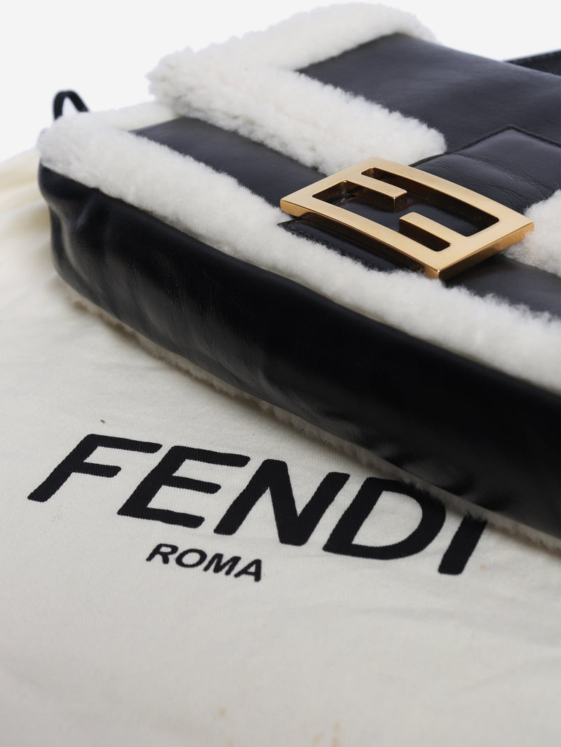 Black Baguette shearling bag