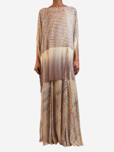 S/S 2011 purple alligator print fringed silk poncho product image
