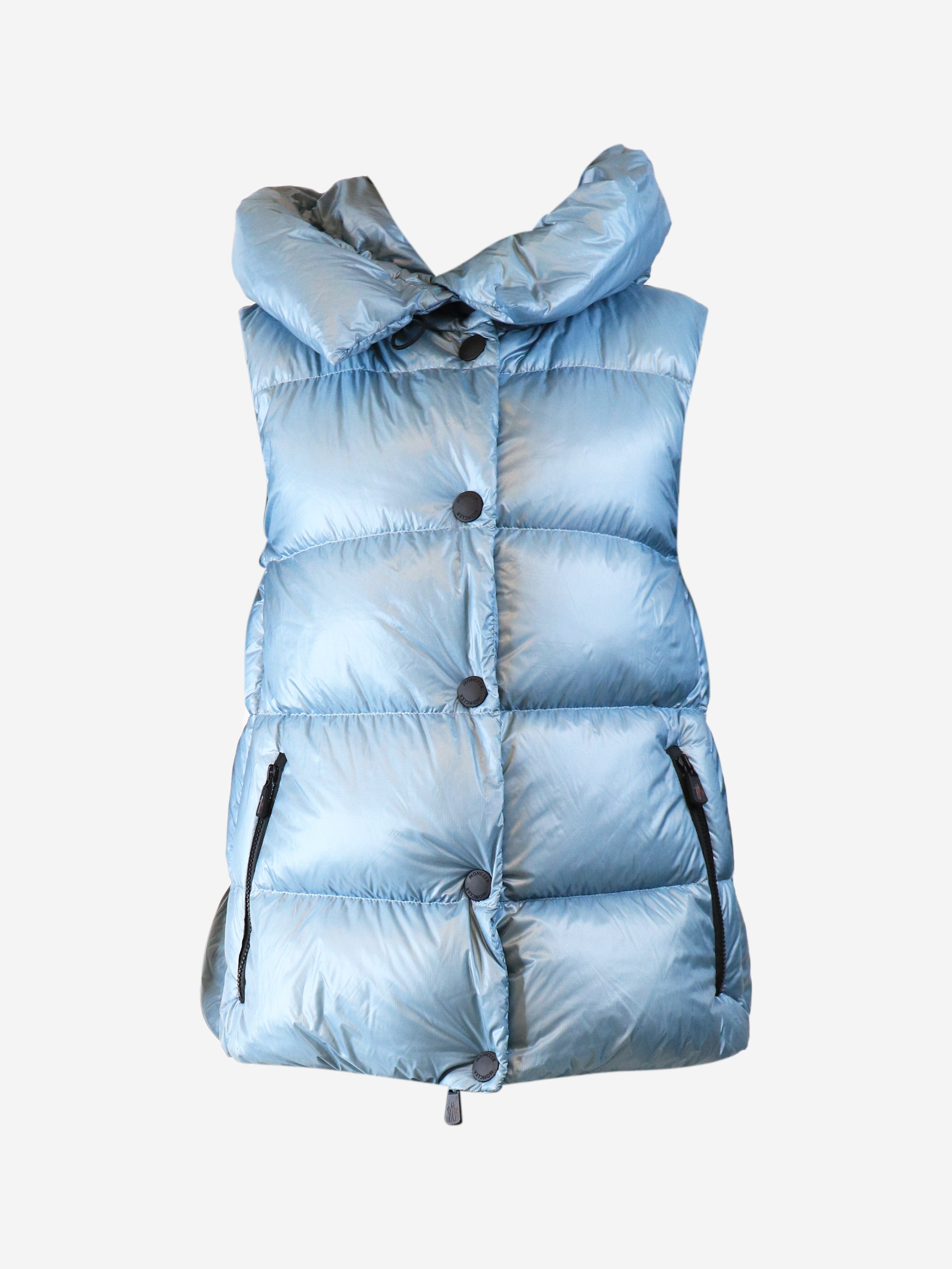 Blue down gilet - size UK 8 Coats & Jackets Moncler 