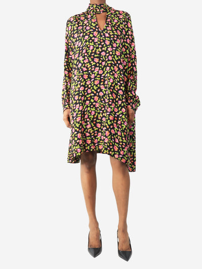 Black silk floral printed dress - size UK 6 Dresses Balenciaga 