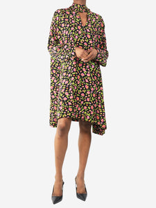 Balenciaga Black silk floral printed dress - size UK 6