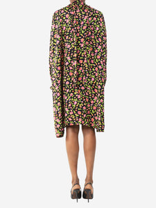 Balenciaga Black silk floral printed dress - size UK 6