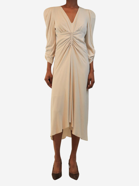 Cream Albini ruched midi dress - size UK 8 product image