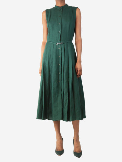 Green linen button-down belted dress - size UK 6 Dresses Ralph Lauren 