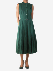 Ralph Lauren Green linen button-down belted dress - size UK 6