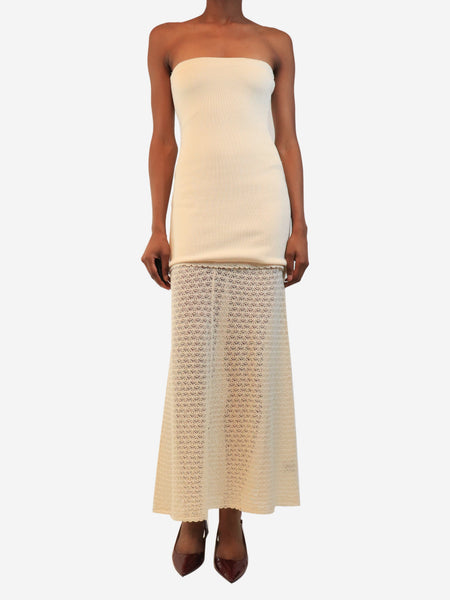 Cream strapless knit midi dress - size XS product image