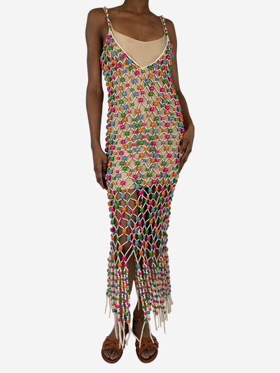 Multicolour wooden beaded dress - size S Dresses Retrofete 