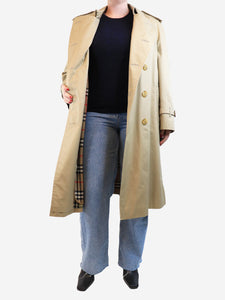 Burberry Neutral belted double-layer trench coat - size