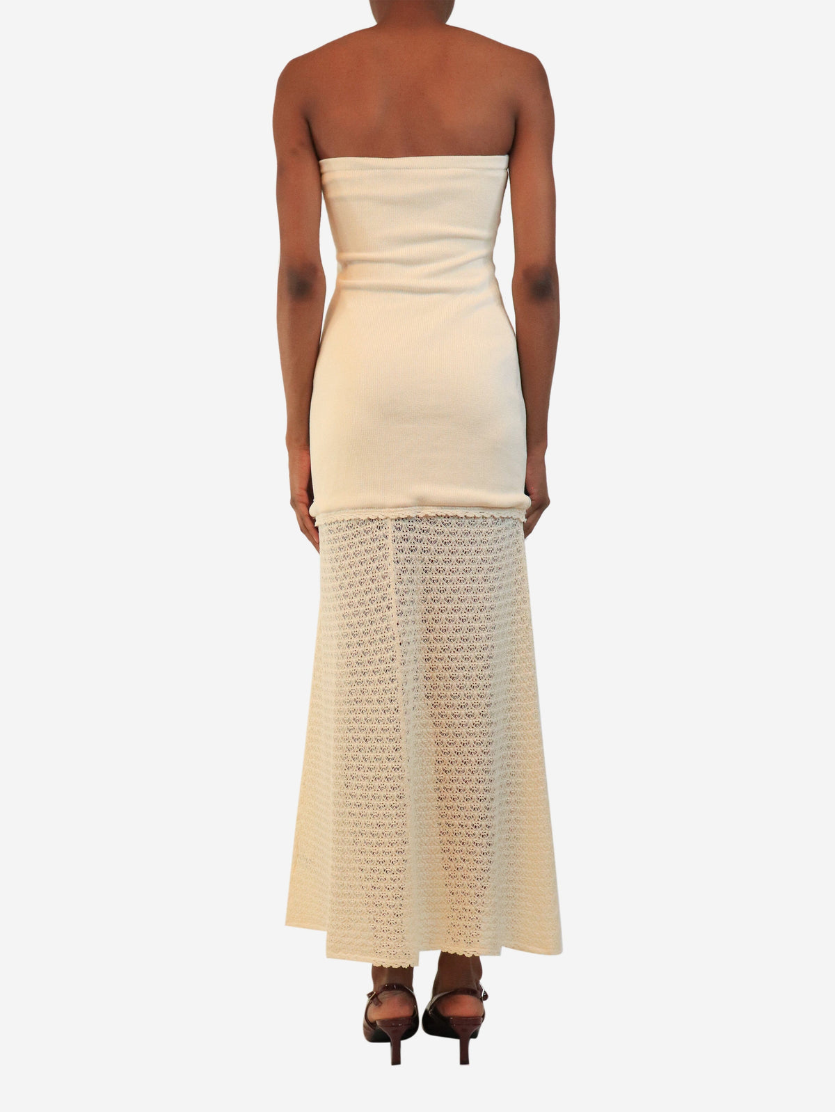 Cream strapless knit midi dress - size XS Dresses Posse 