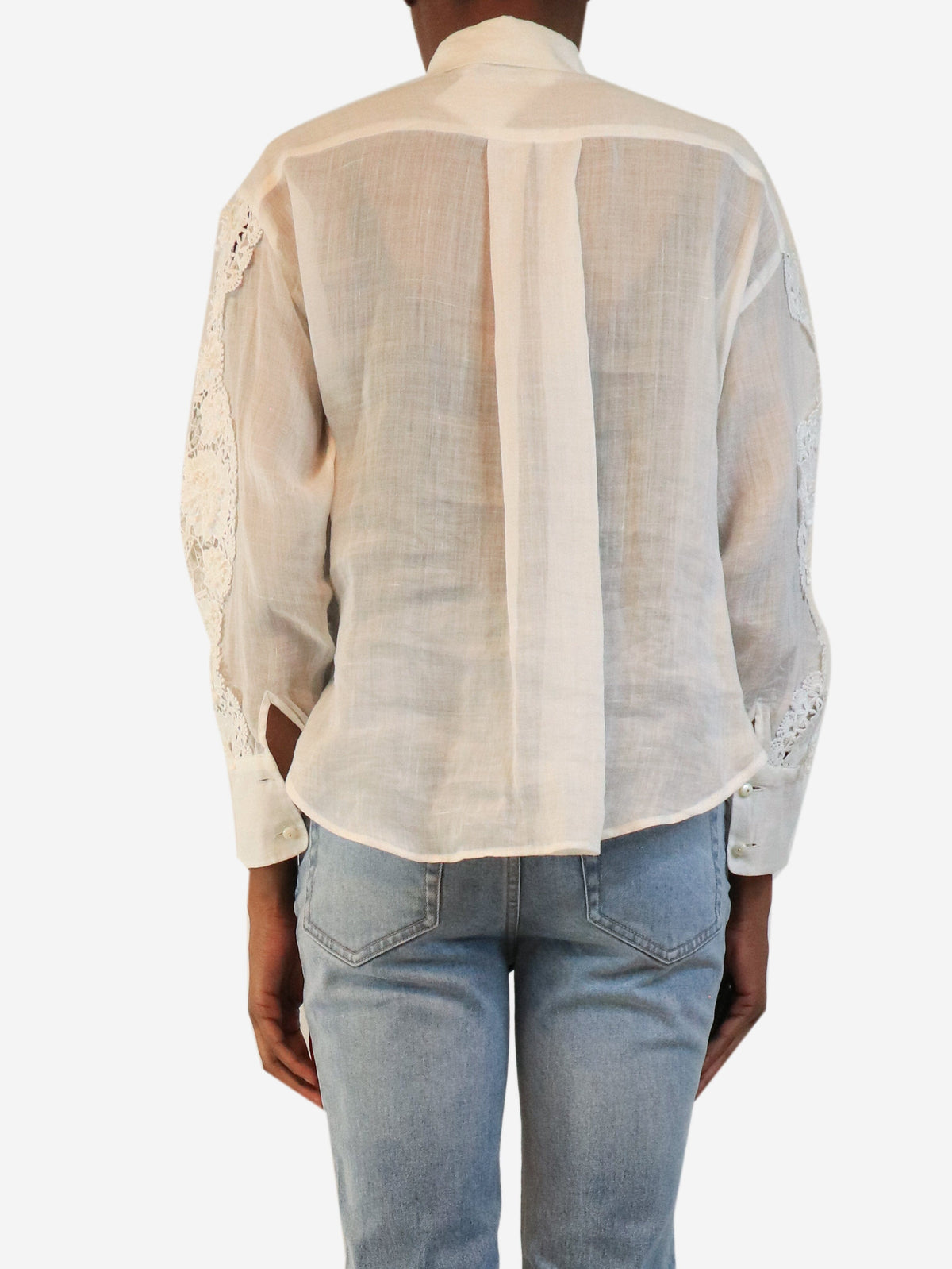 White sheer broderie-anglaise shirt - size UK 8 Tops Zimmermann 