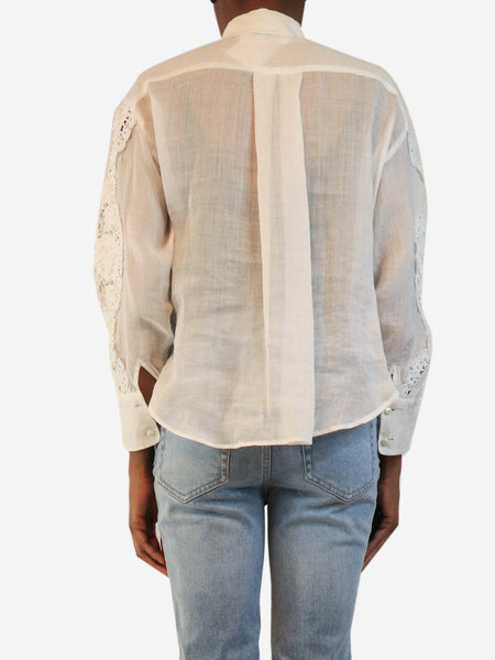 White sheer broderie-anglaise shirt - size UK 8 alternate image