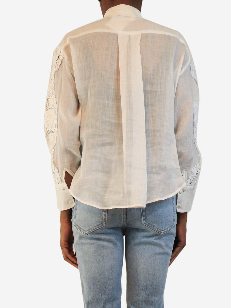 White sheer broderie-anglaise shirt - size UK 8 Tops Zimmermann 