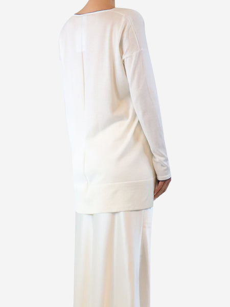 White cotton pocket-front sweater - size M alternate image