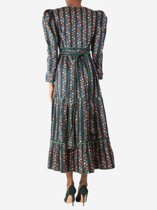Pink City Prints Black Evelyn floral printed midi dress - size XS