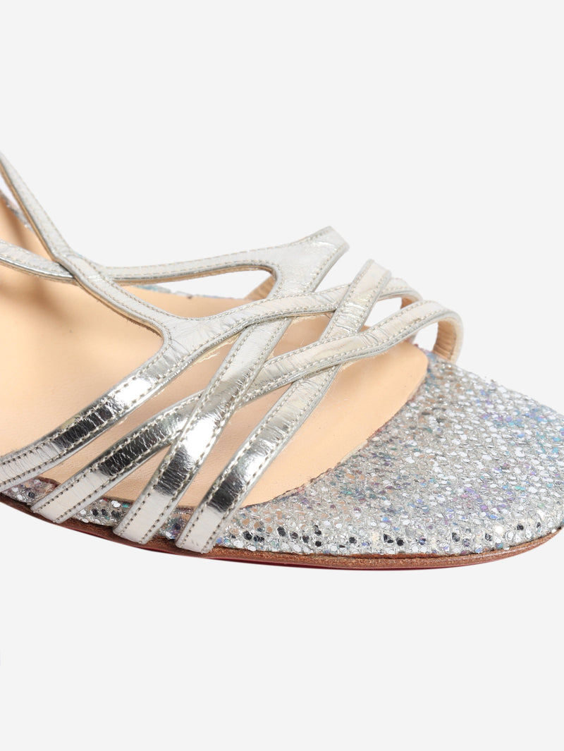 Silver Gwynitta sparkly sandals - size EU 37.5 Heels Christian Louboutin 