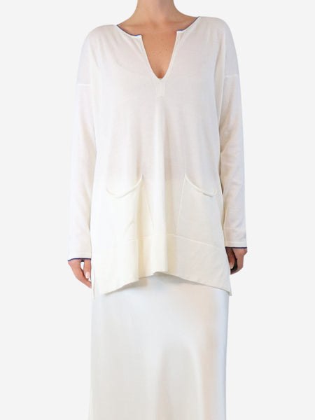 White cotton pocket-front sweater - size M product image