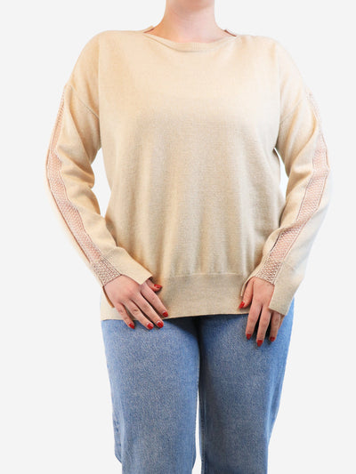 Neutral cashmere-blend lace-detail jumper - size UK 14 Knitwear Stella McCartney 
