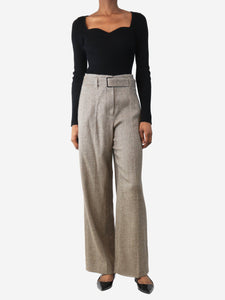 Brunello Cucinelli Brown belted tweed trousers - size UK 6