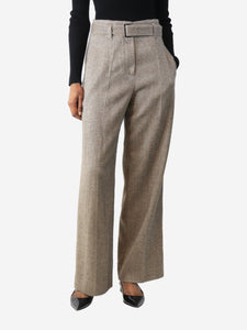 Brunello Cucinelli Brown belted tweed trousers - size UK 6
