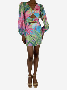 Farm Rio Multicolour floral printed cutout mini dress - size XS