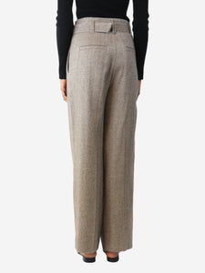 Brunello Cucinelli Brown belted tweed trousers - size UK 6