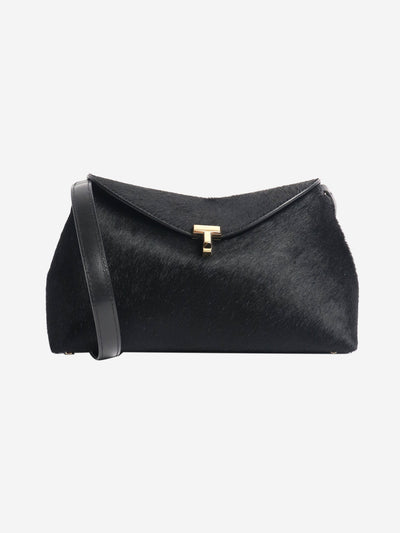 Black T-lock pony hair clutch Clutch bags Toteme 