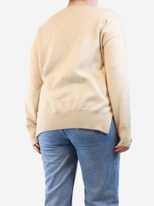 Stella McCartney Neutral cashmere-blend lace-detail jumper - size UK 14