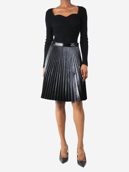 Black pleated faux leather skirt - size UK 6 alternate image
