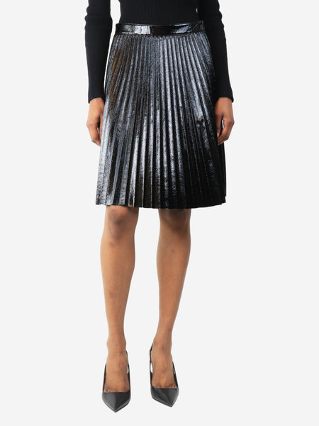 Black pleated faux leather skirt - size UK 6 product image