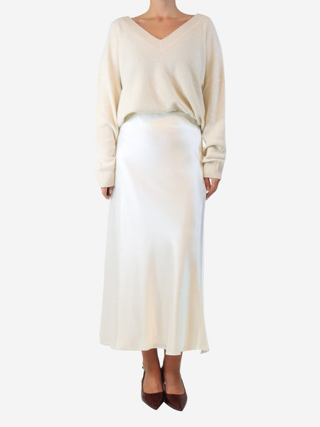 White satin midi skirt - size UK 12 alternate image