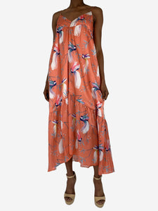 Borgo De Nor Pink sleeveless printed midi dress - size UK 6