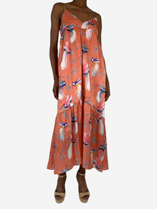 Borgo De Nor Pink sleeveless printed midi dress - size UK 6